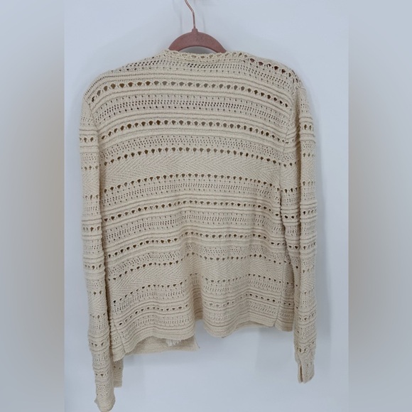 ZARA Crochet Cardigan Patch Pocket Tassel Lagenlook Sweater Size Large - Picture 5 of 14